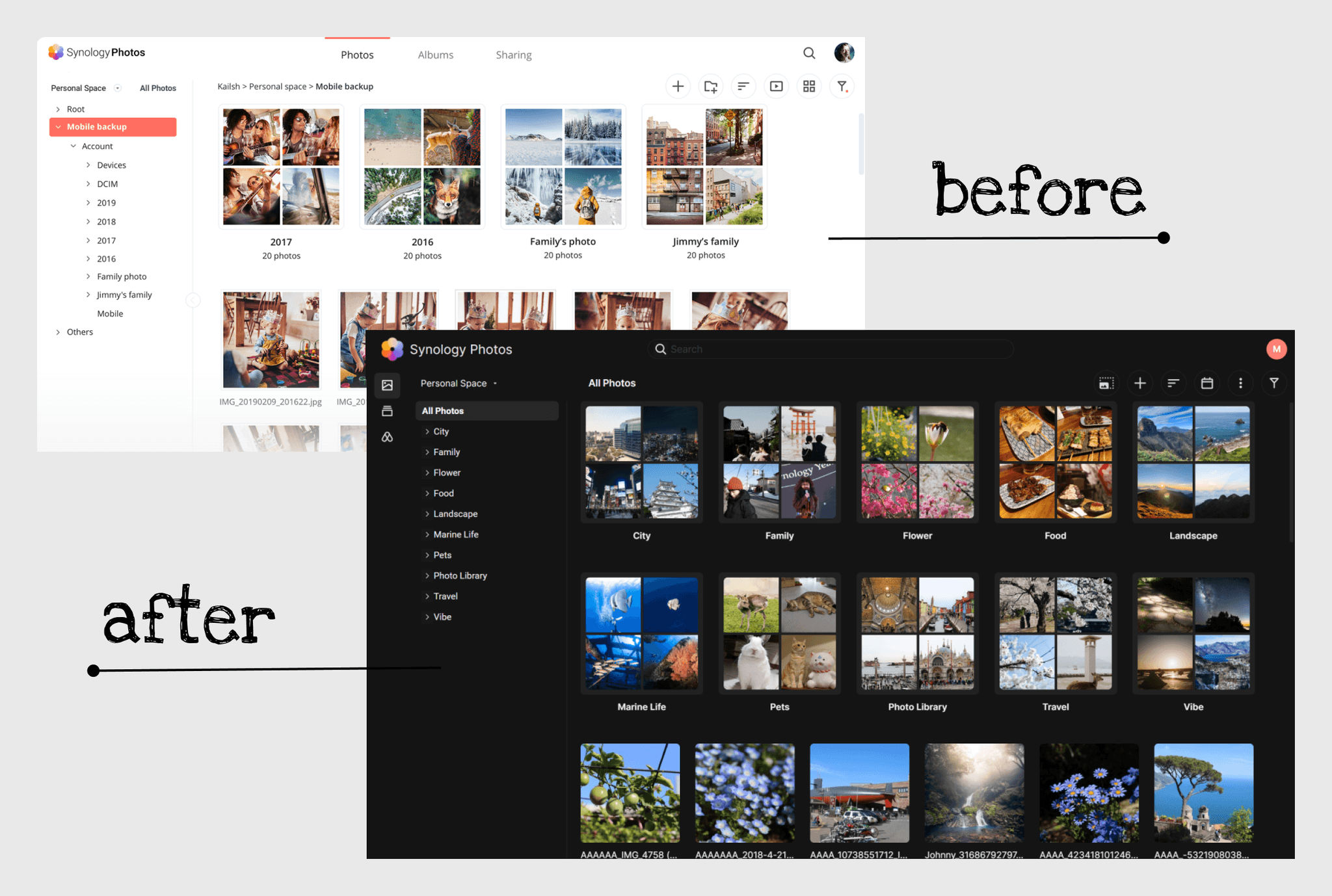 Synology Photos dark mode